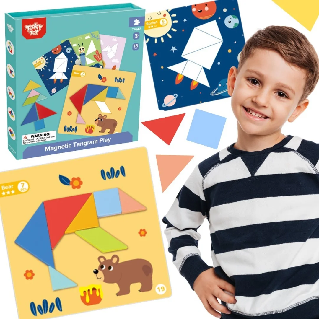 TOOKY TOY Puzzle Tangram Układanka dla Dzieci Nauka Kształtów Figury