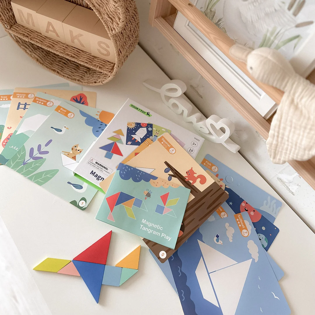 TOOKY TOY Puzzle Tangram Układanka dla Dzieci Nauka Kształtów Figury