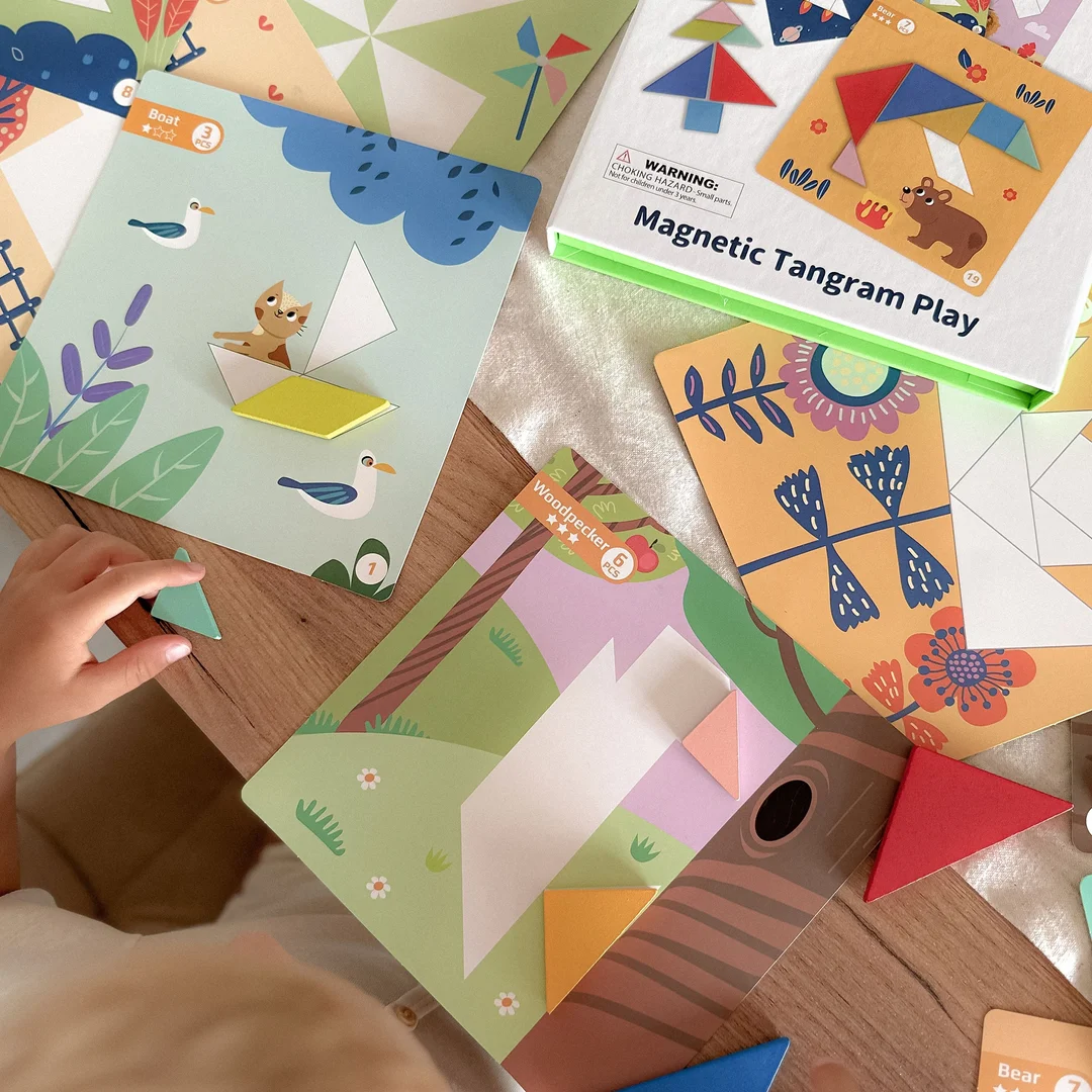TOOKY TOY Puzzle Tangram Układanka dla Dzieci Nauka Kształtów Figury