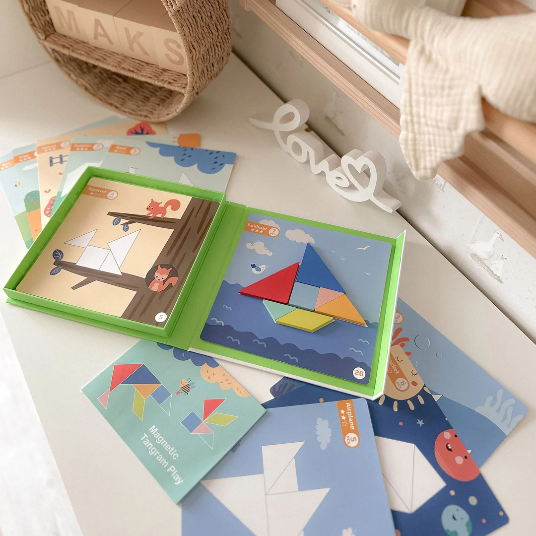 TOOKY TOY Puzzle Tangram Układanka dla Dzieci Nauka Kształtów Figury