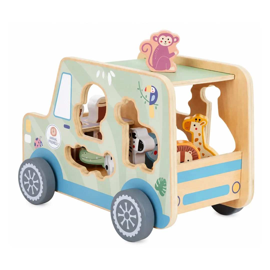 TOOKY TOY Samochód Sorter Kostka Aktywności Montessori Safarii