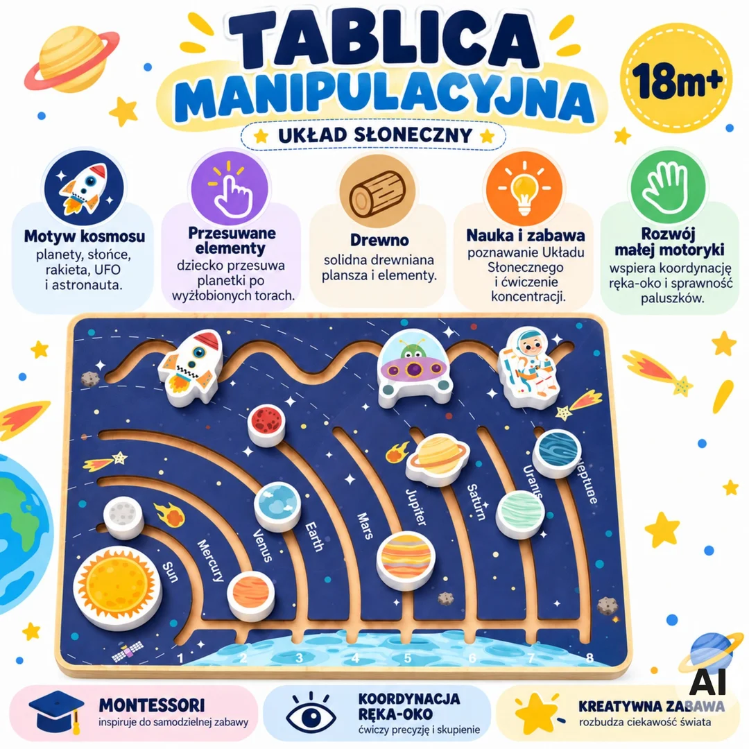 TOOKY TOY Tablica Manipulacyjna Edukacyjna Układ Słoneczny Kosmos