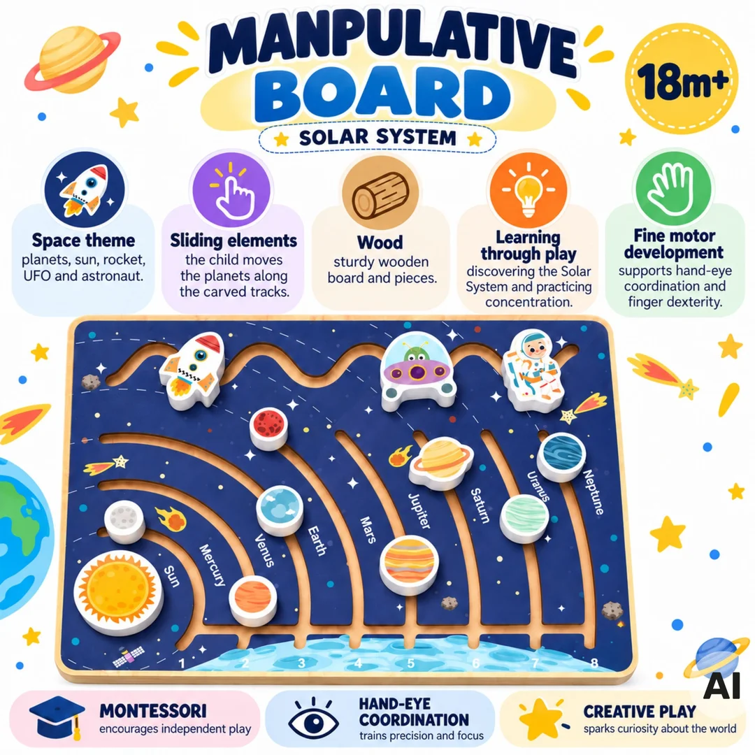 TOOKY TOY Tablica Manipulacyjna Edukacyjna Układ Słoneczny Kosmos