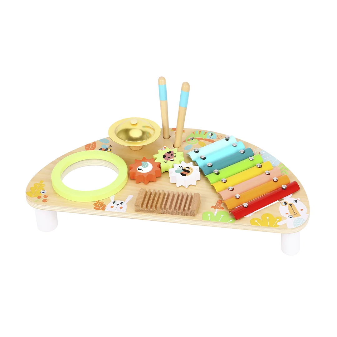TOOKY TOY Wielofunkcyjny Instrument Centrum Muzyczne Ksylofon Zębatki Tarka Bębenek Talerz Pałeczki