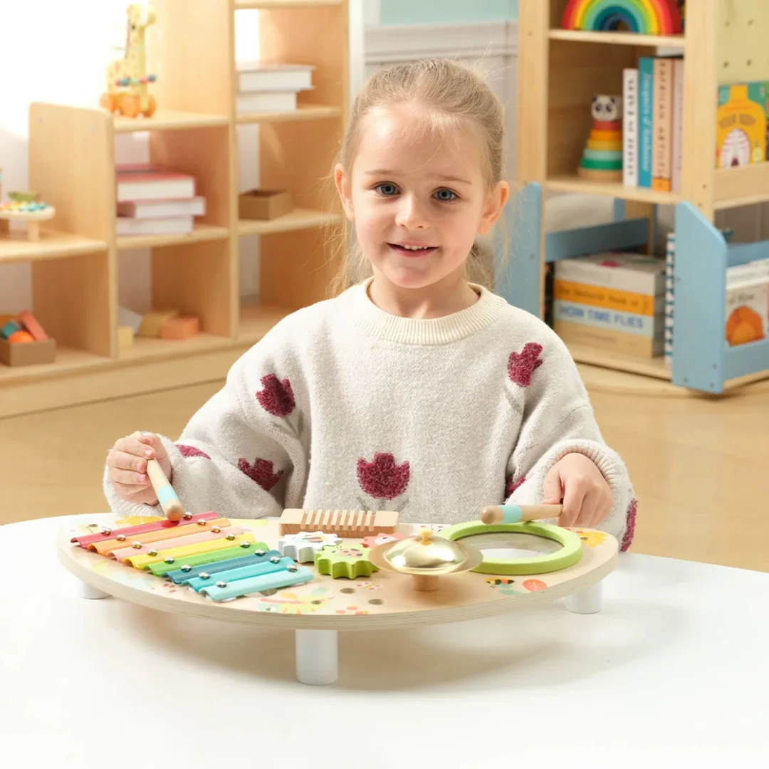 TOOKY TOY Wielofunkcyjny Instrument Centrum Muzyczne Ksylofon Zębatki Tarka Bębenek Talerz Pałeczki