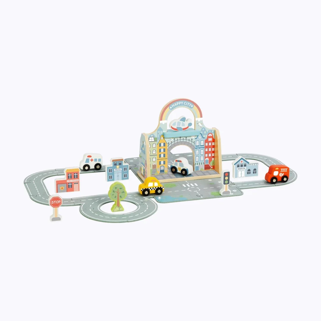 TOOKY TOY Zestaw Mini Miasto Przenośny Zestaw Torba Samochody