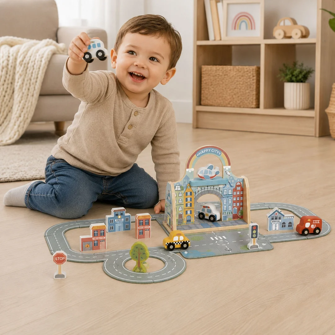 TOOKY TOY Zestaw Mini Miasto Przenośny Zestaw Torba Samochody