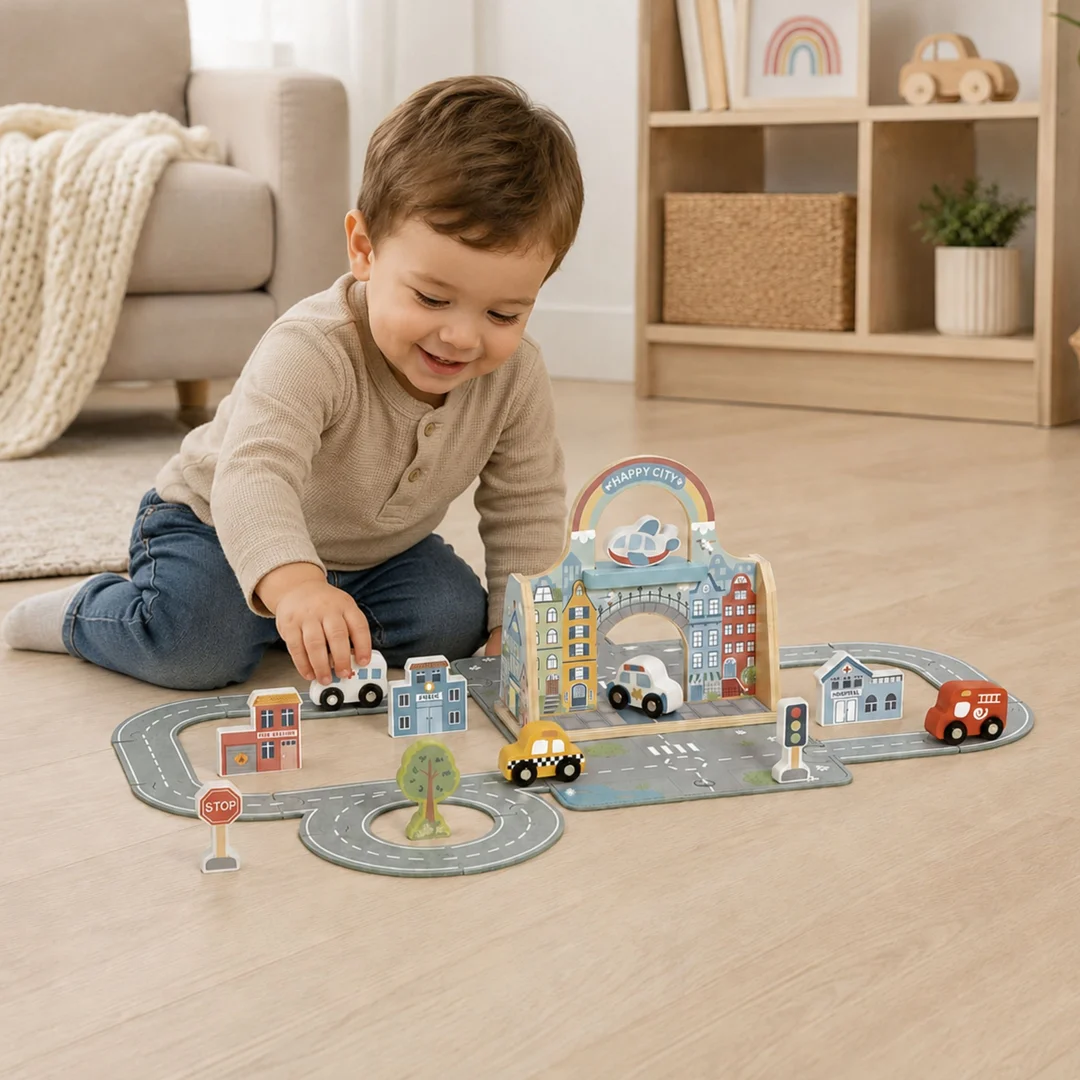 TOOKY TOY Zestaw Mini Miasto Przenośny Zestaw Torba Samochody