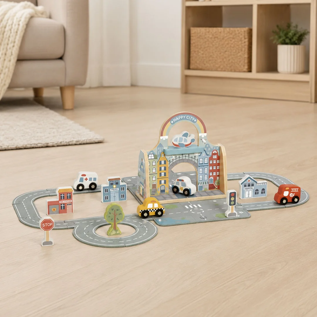 TOOKY TOY Zestaw Mini Miasto Przenośny Zestaw Torba Samochody