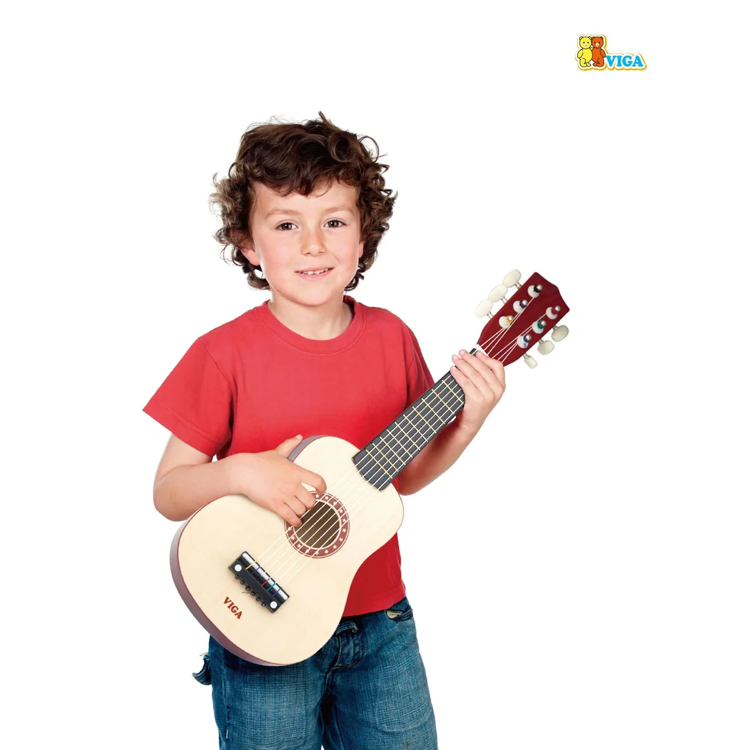 Viga Drewniana gitara dla dzieci Naturalna strun