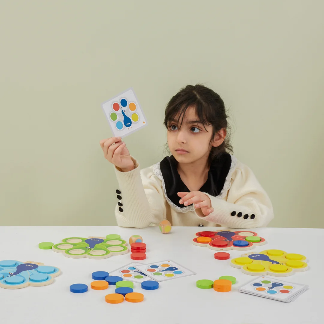 VIGA Drewniana Gra Dopasuj Kolory Pawi Ogon Montessori Karty