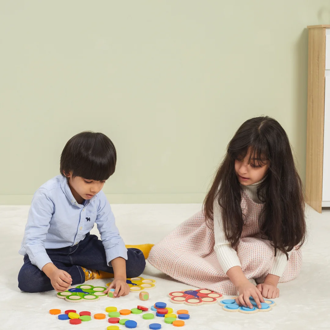 VIGA Drewniana Gra Dopasuj Kolory Pawi Ogon Montessori Karty