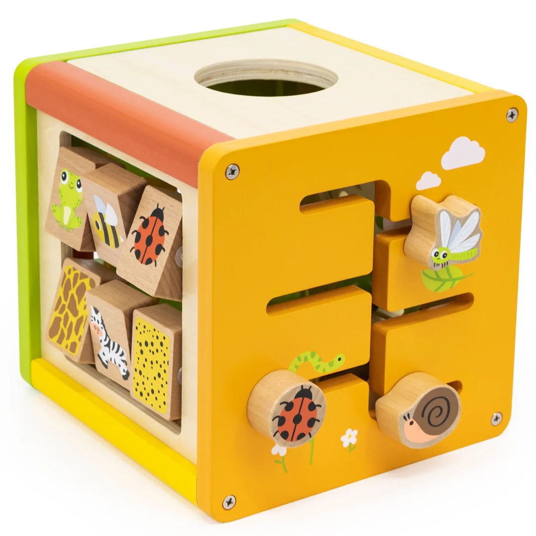 VIGA Drewniana Kostka Edukacyjna Sorter Przeplatanka Montessori