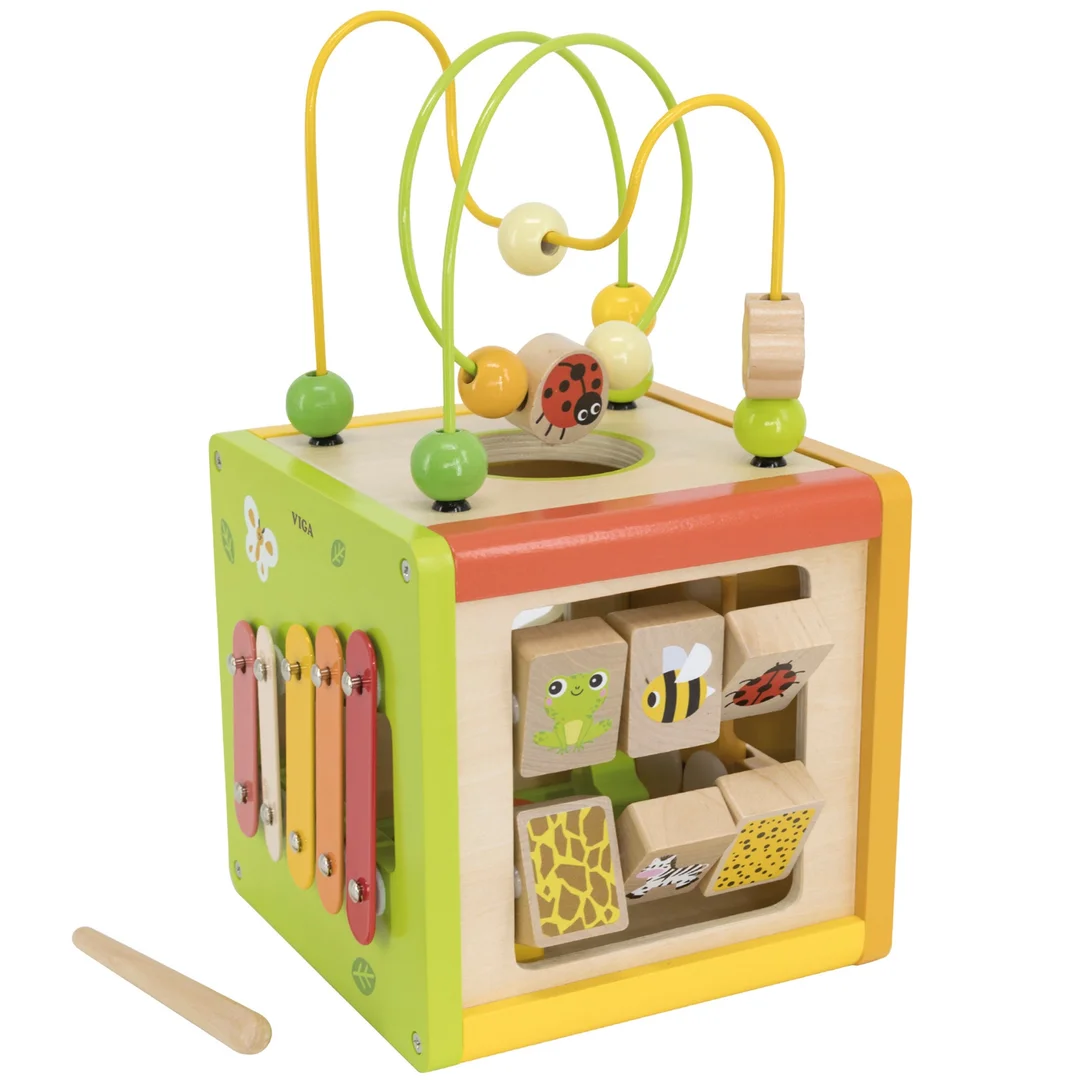 VIGA Drewniana Kostka Edukacyjna Sorter Przeplatanka Montessori