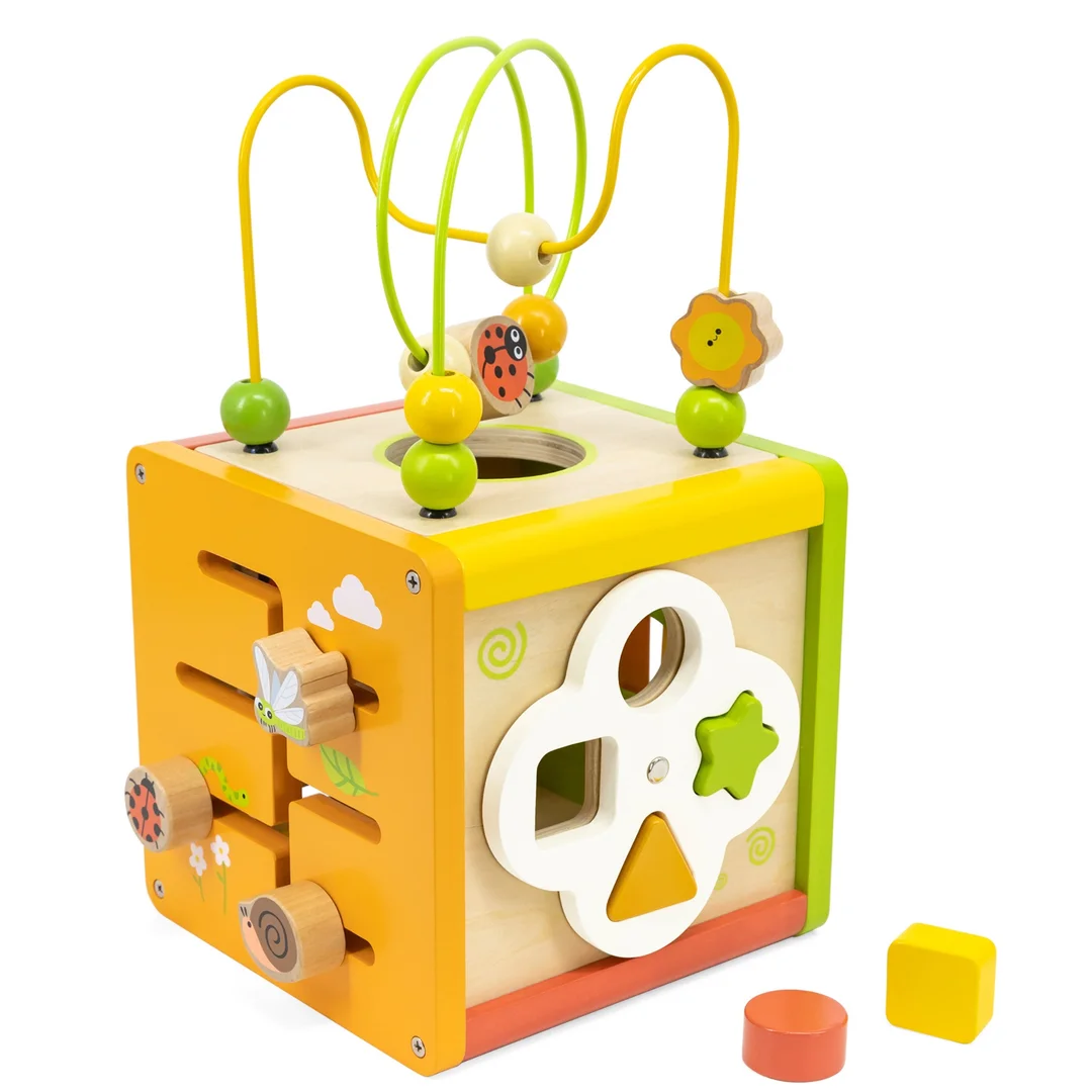 VIGA Drewniana Kostka Edukacyjna Sorter Przeplatanka Montessori