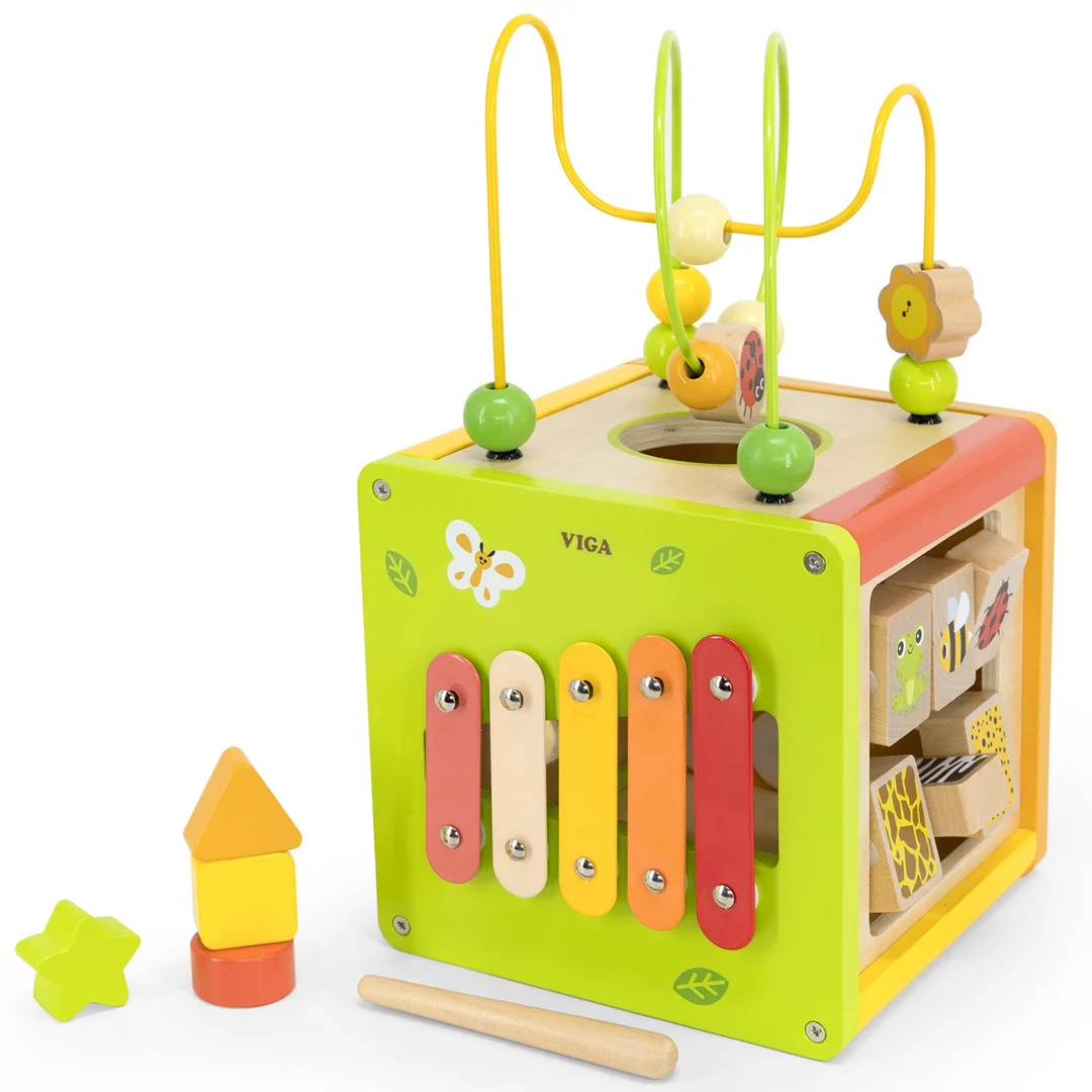 VIGA Drewniana Kostka Edukacyjna Sorter Przeplatanka Montessori