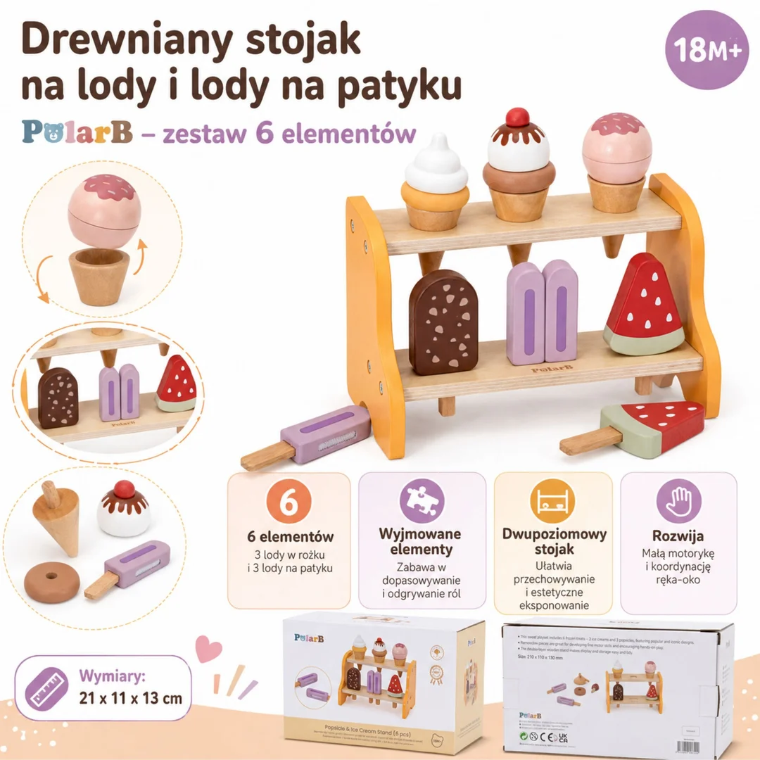 VIGA Drewniana Lodziarnia Sklepik Zestaw z Lodów
