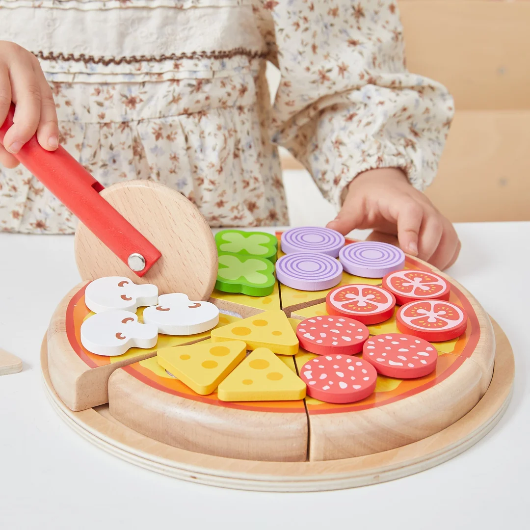 VIGA Drewniana Pizza Do Krojenia Zestaw Dla