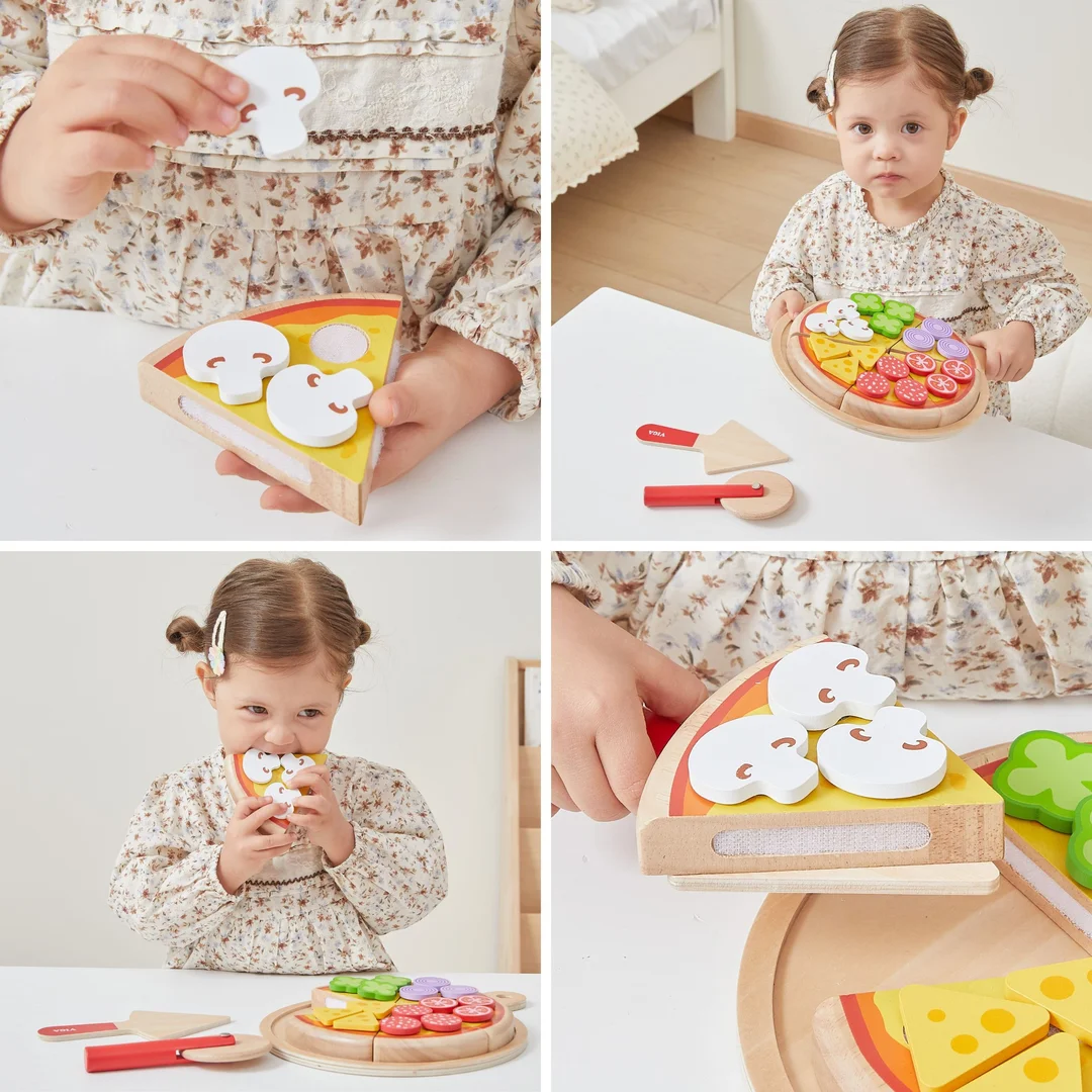 VIGA Drewniana Pizza Do Krojenia Zestaw Dla