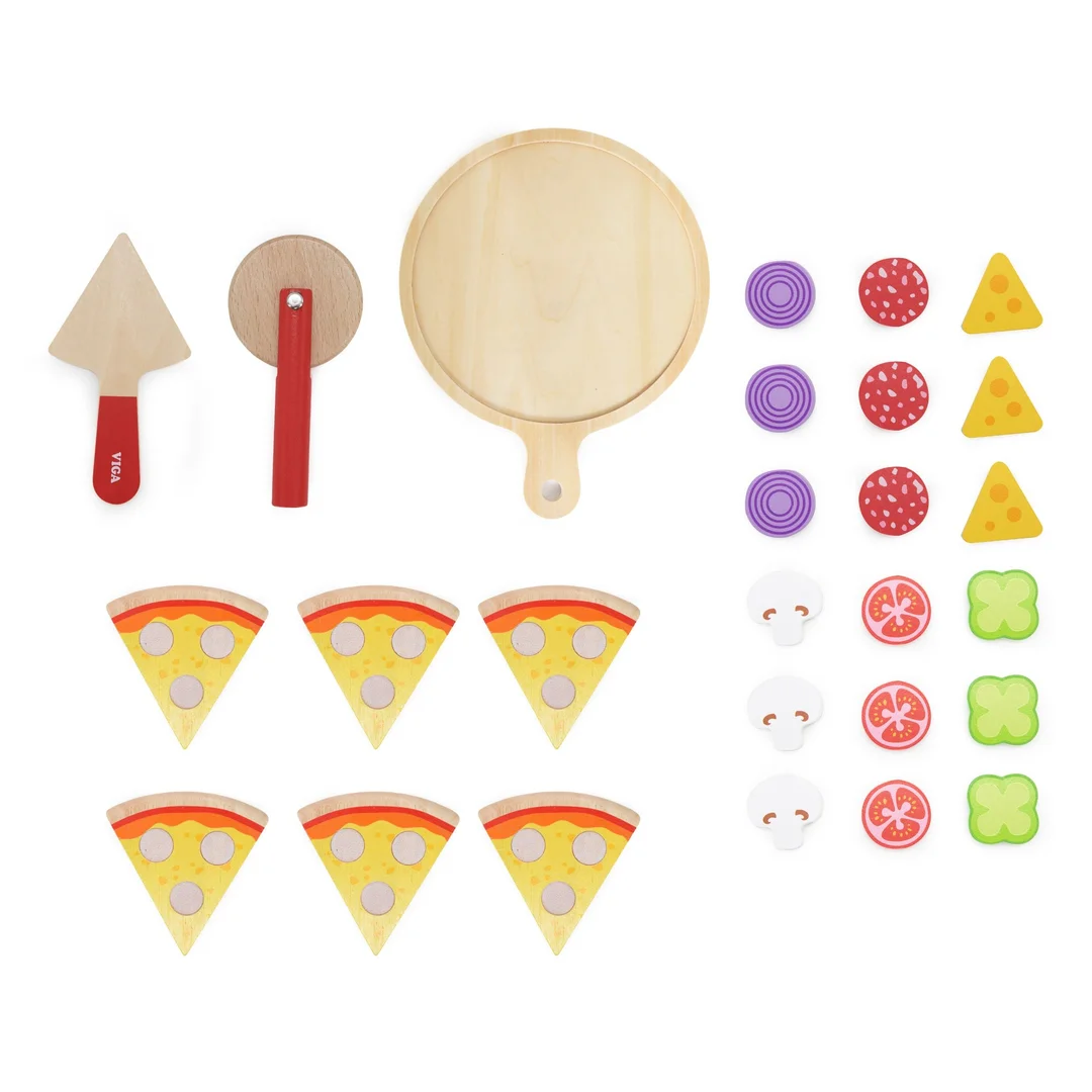 VIGA Drewniana Pizza Do Krojenia Zestaw Dla
