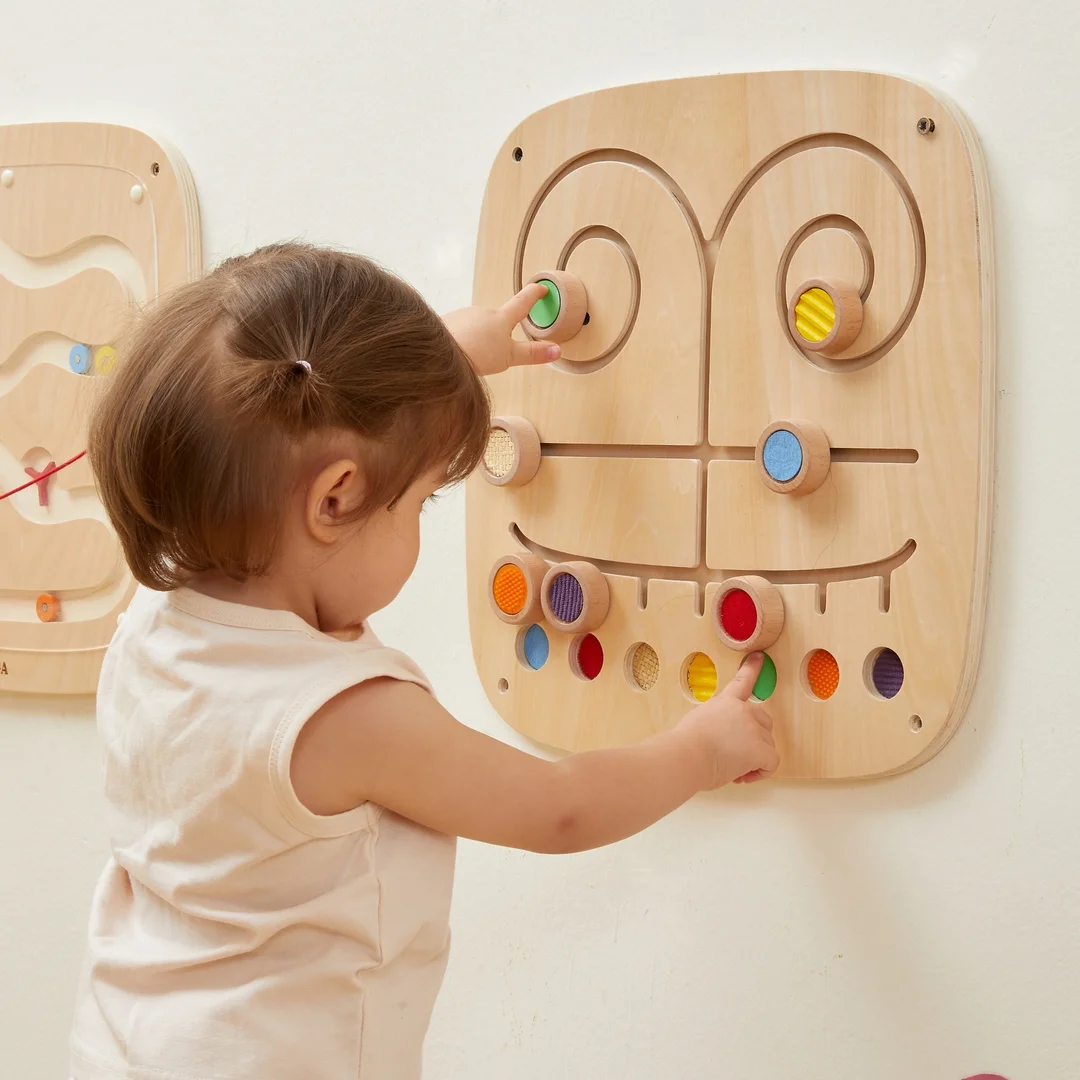 VIGA Drewniana Tablica Manipulacyjna Sensoryczna Labirynt Dotknij i Dopasuj
