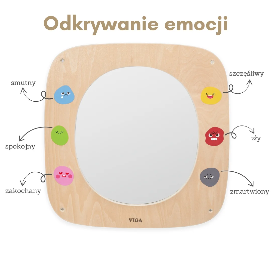 VIGA Drewniana Tablica z Lustrem i Emotkami