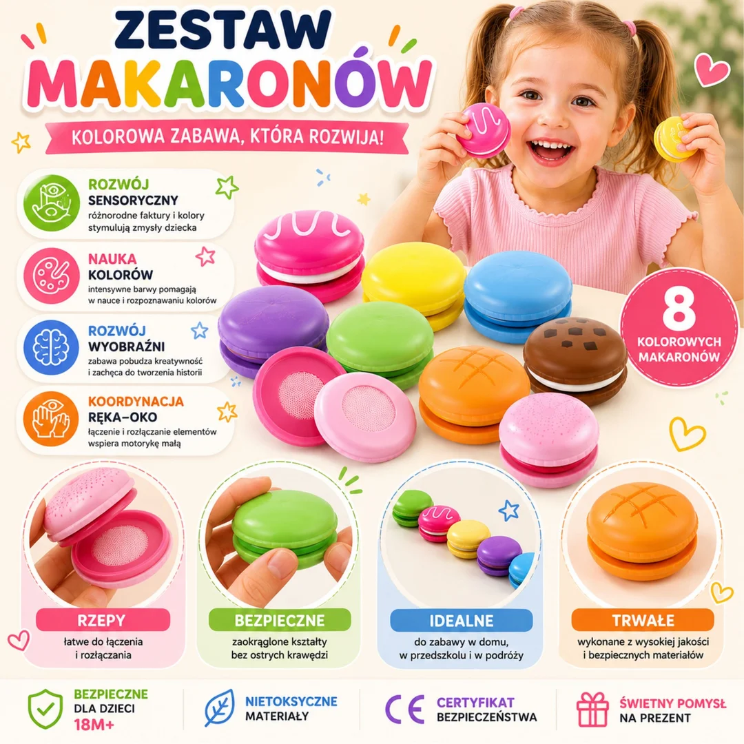 VIGA Drewniane Ciastka Kolorowe Ciasteczka Zestaw Makaroników