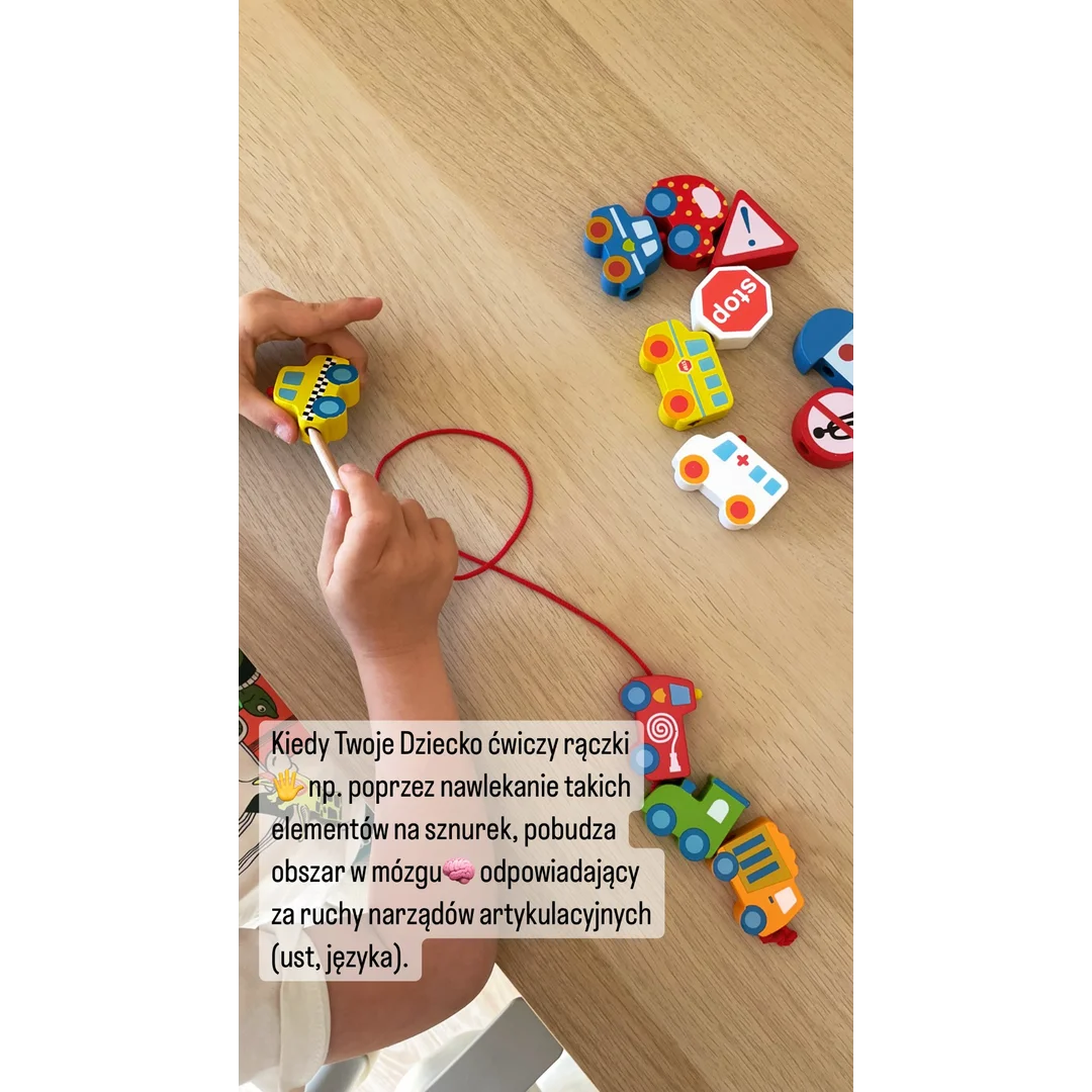 VIGA Drewniane Klocki Drewniane Przeplatanka Sznurowanka Samochody
