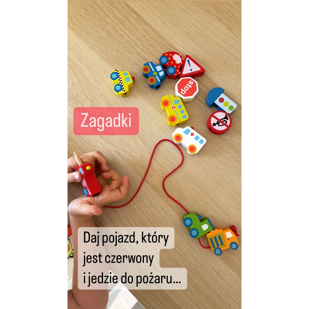 VIGA Drewniane Klocki Drewniane Przeplatanka Sznurowanka Samochody