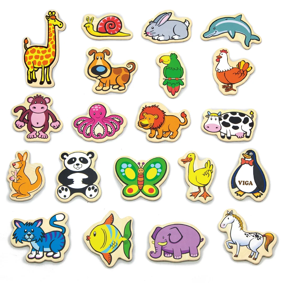 VIGA Drewniane Magnesy Zwierzęta elementów