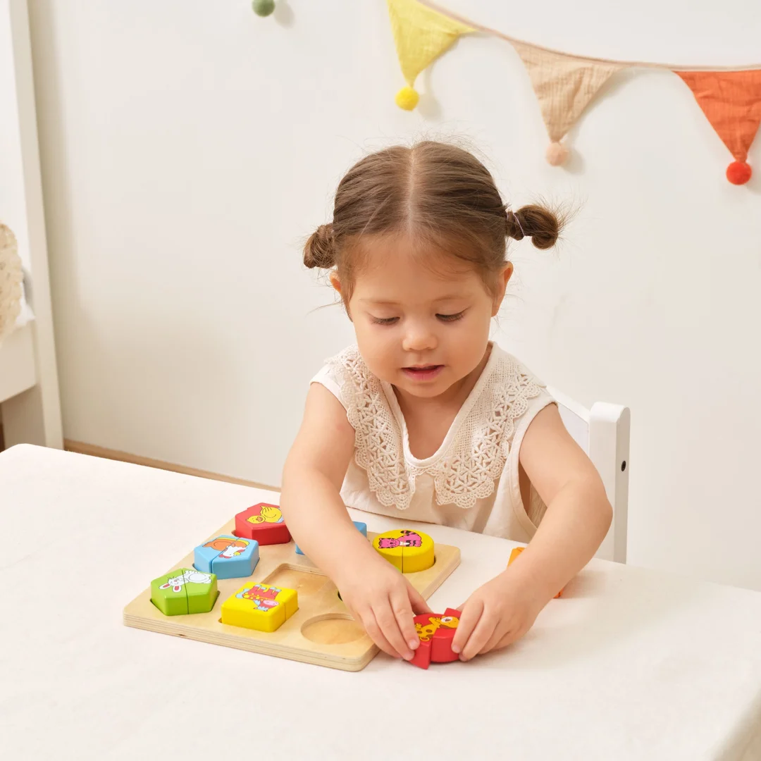 VIGA Drewniane Puzzle Edukacyjne Zwierzęta Układanka Dla Dzieci Montessori