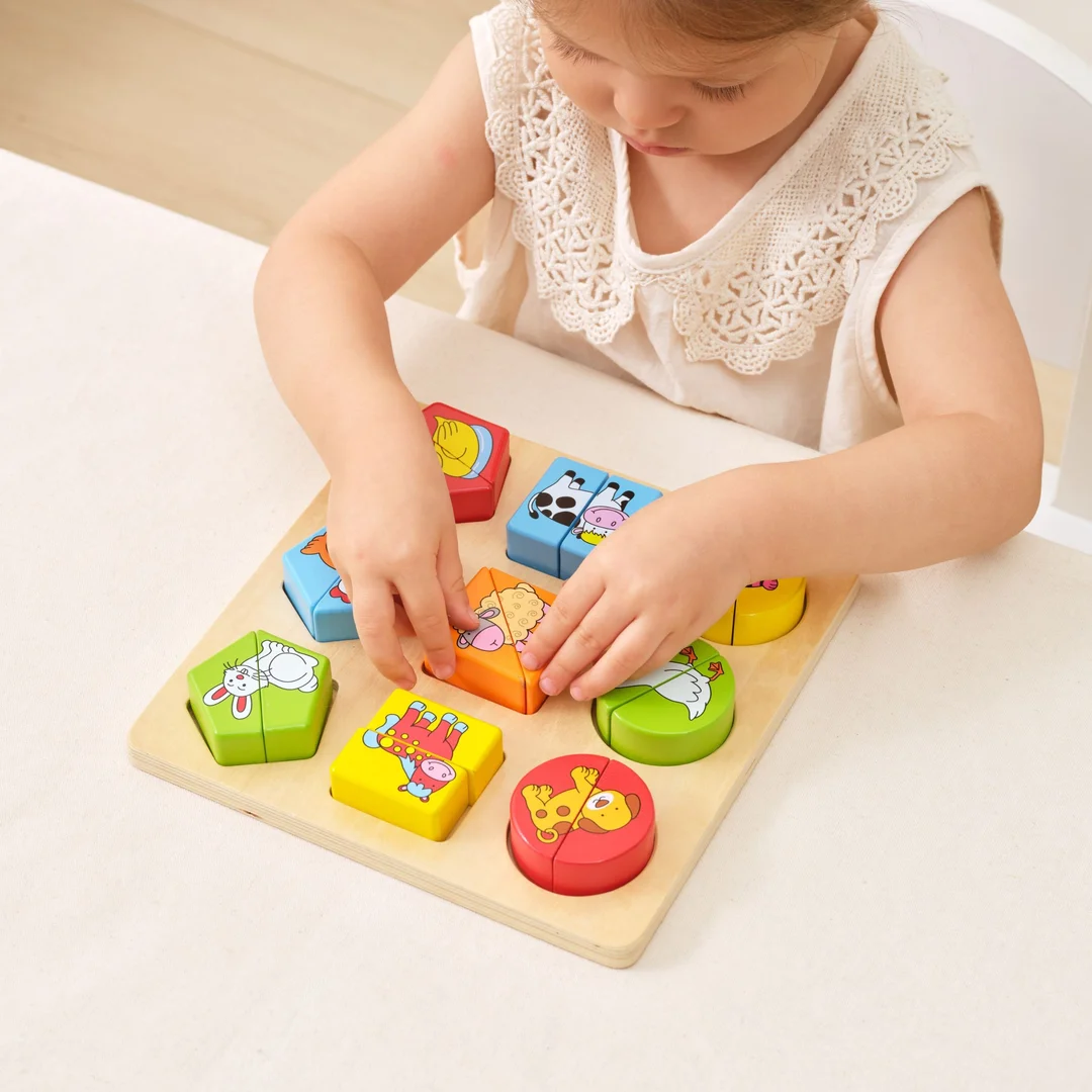 VIGA Drewniane Puzzle Edukacyjne Zwierzęta Układanka Dla Dzieci Montessori