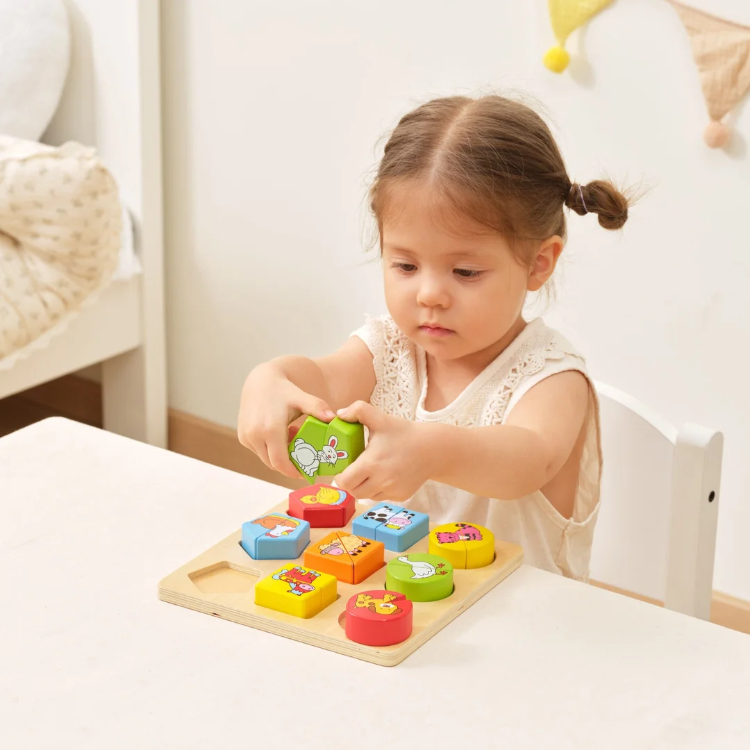 VIGA Drewniane Puzzle Edukacyjne Zwierzęta Układanka Dla Dzieci Montessori