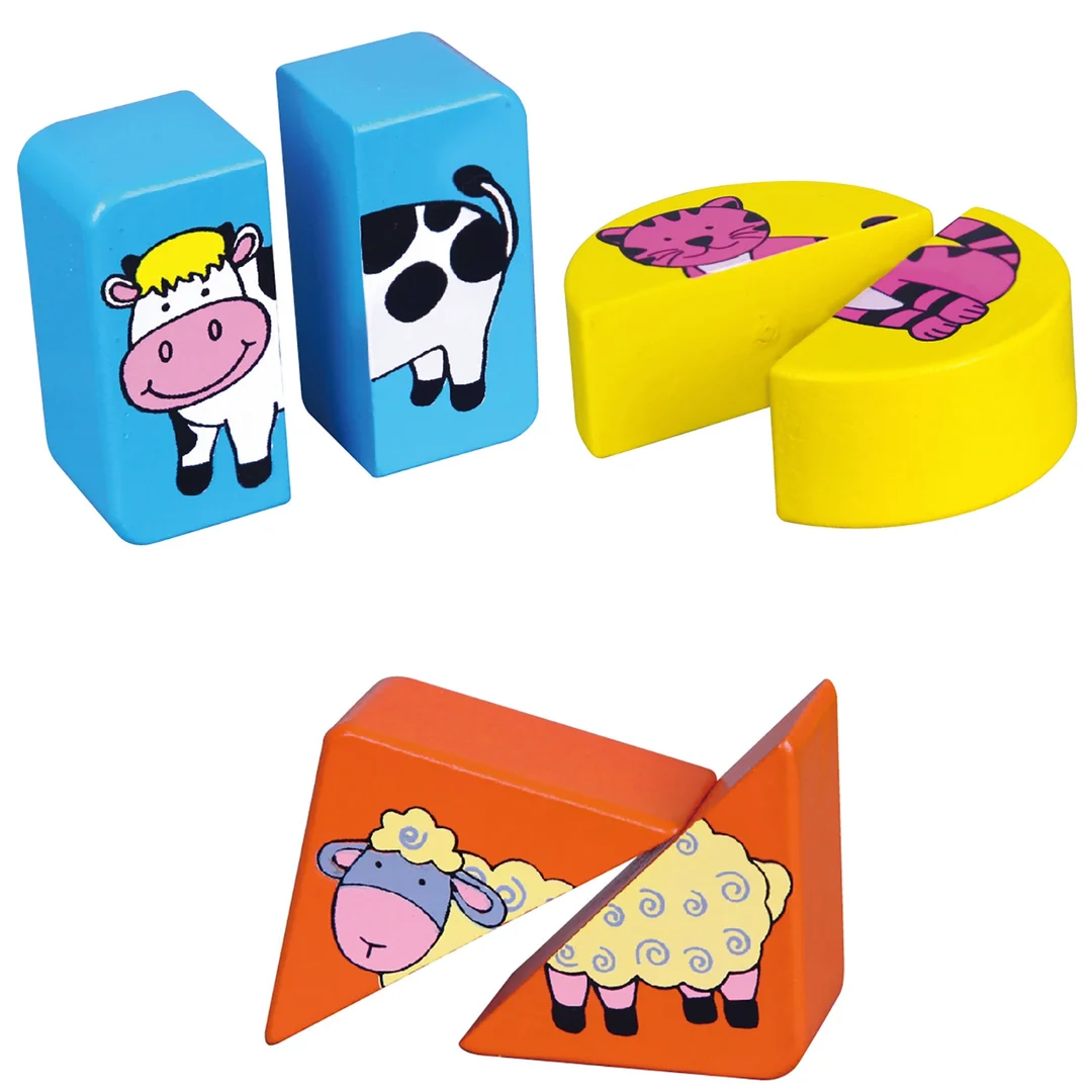 VIGA Drewniane Puzzle Edukacyjne Zwierzęta Układanka Dla Dzieci Montessori