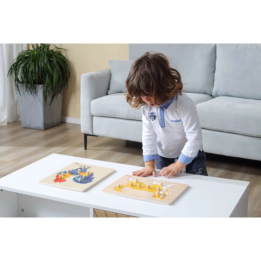 VIGA Drewniane Puzzle Montessori Kogut z Pinezkami