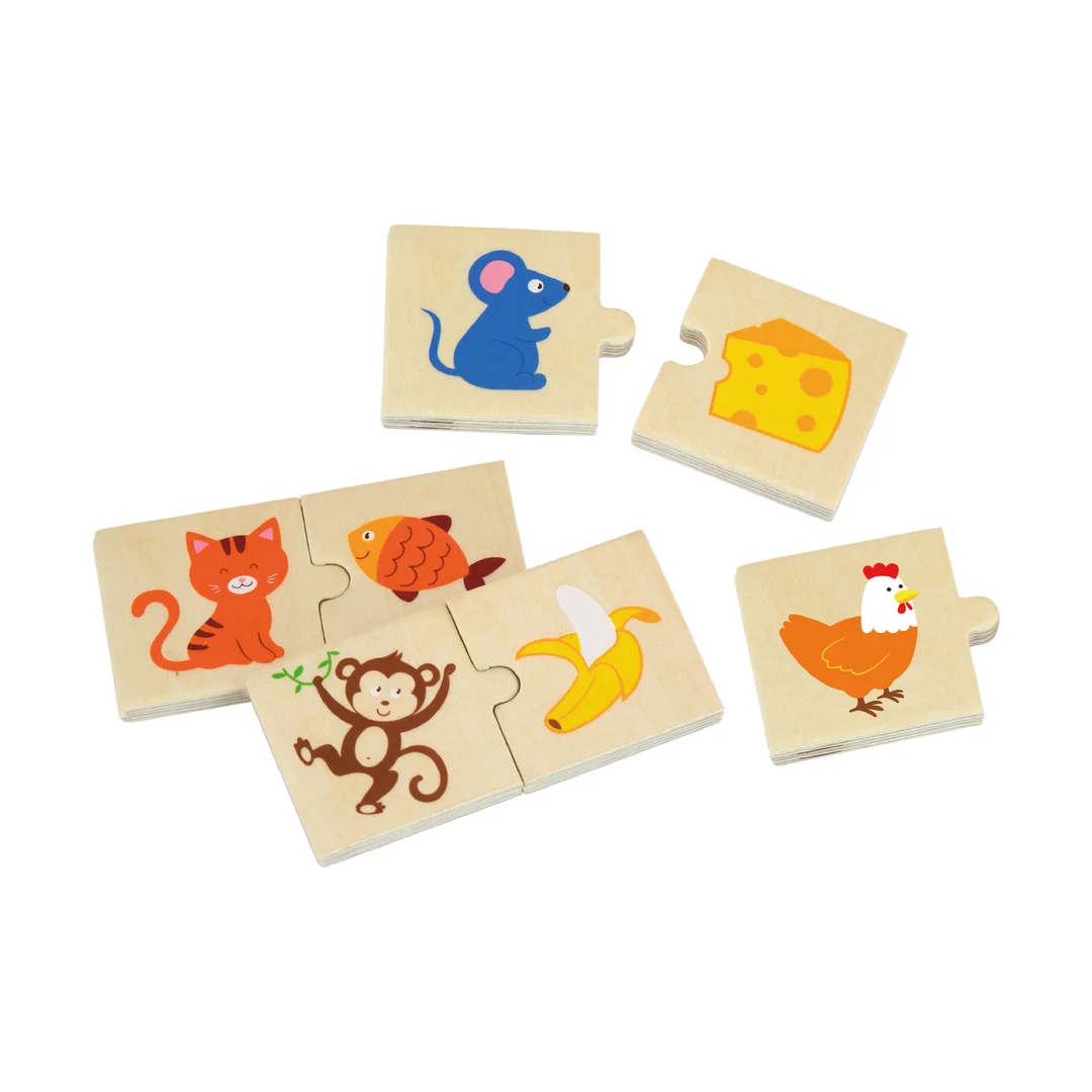 VIGA Drewniane Puzzle Nakarm Zwierzątko Co jedzą Zwierzęta Układanka