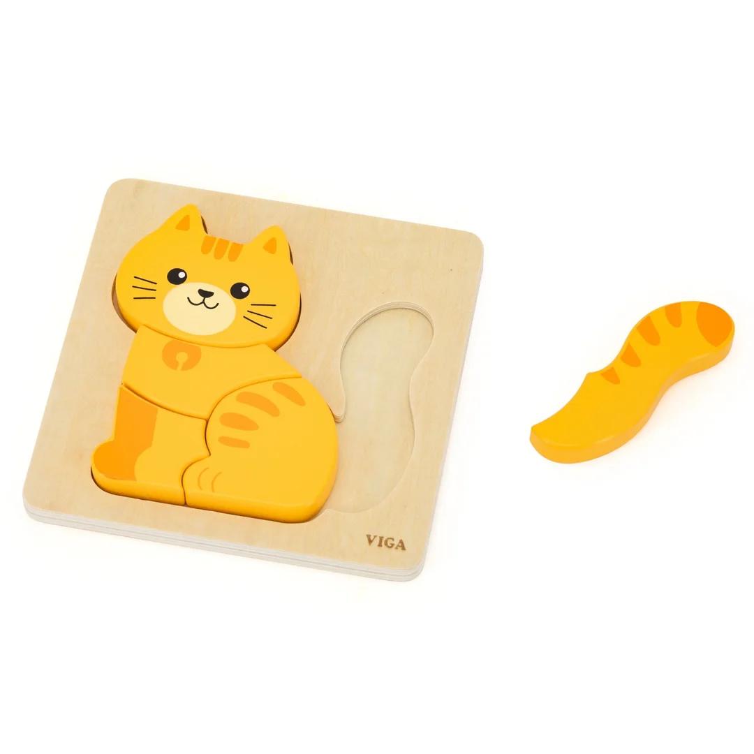 VIGA Drewniane Puzzle Rudy Kotek