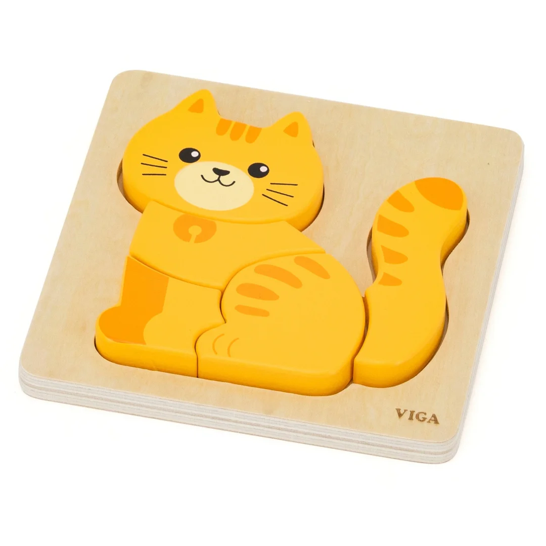 VIGA Drewniane Puzzle Rudy Kotek