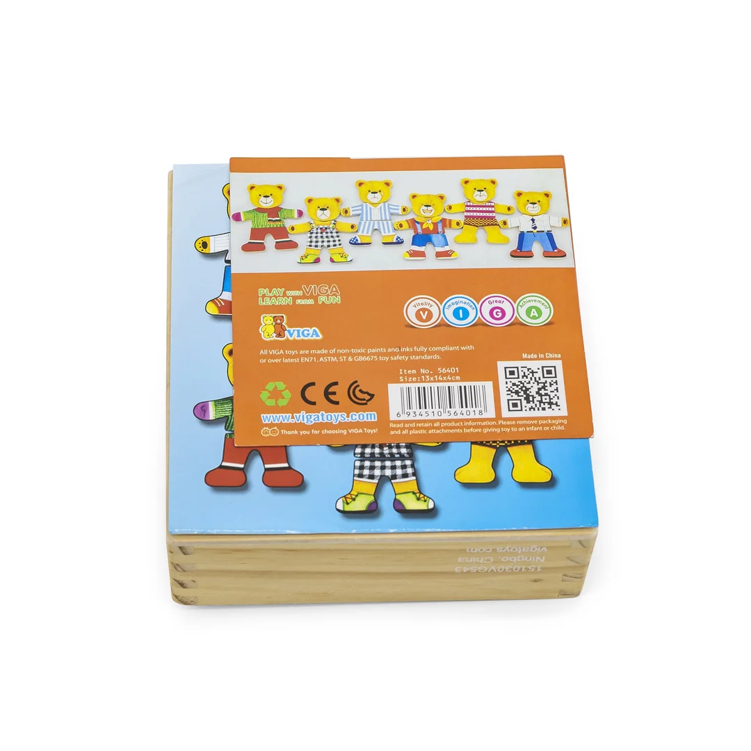 VIGA Drewniane Puzzle Układanka Edukacyjna Ubierz Misia Chłopca