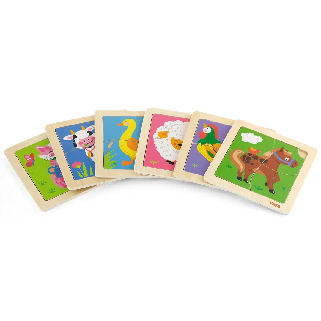 VIGA Drewniane Puzzle Układanka Edukacyjna Montessori