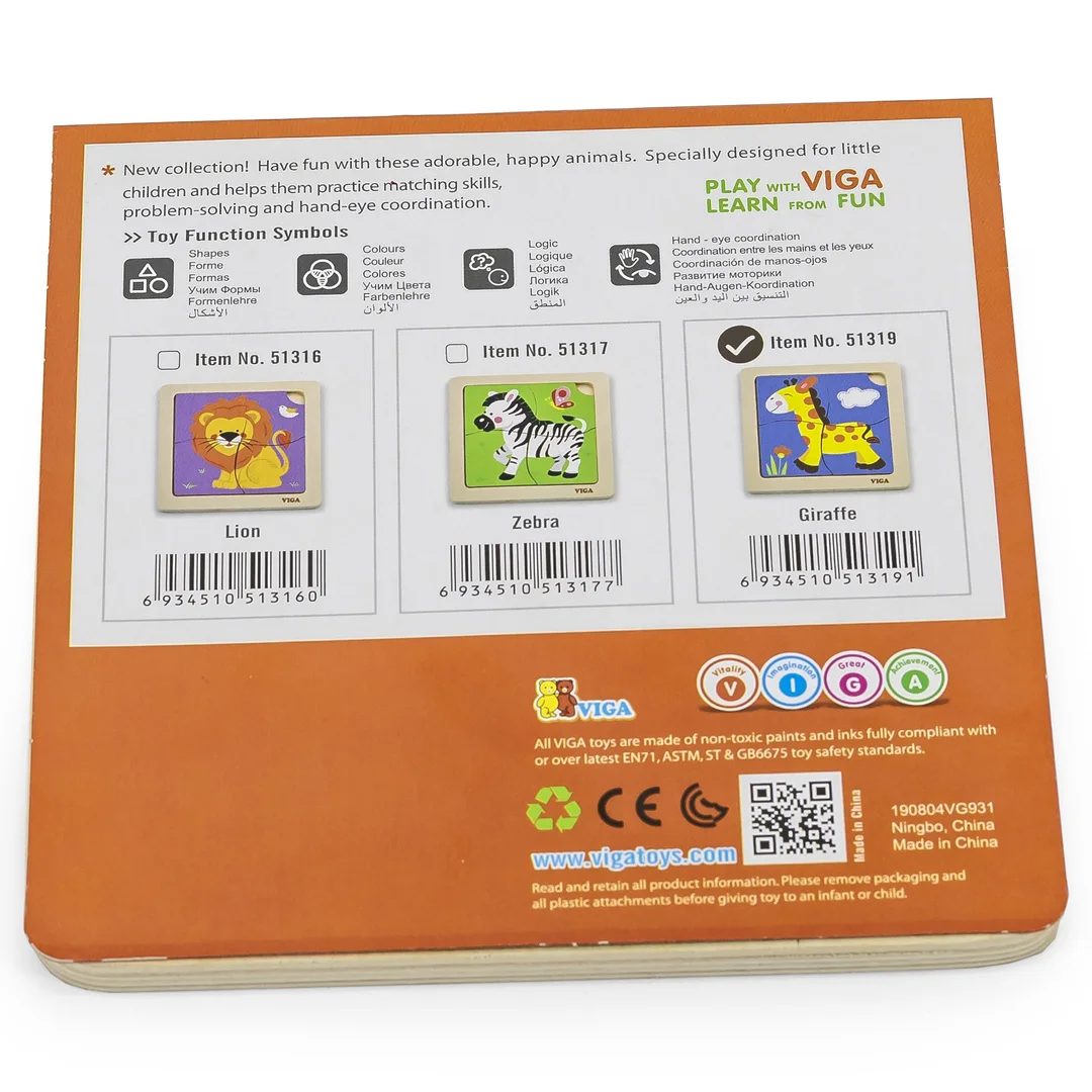VIGA Drewniane Puzzle Układanka Edukacyjna Montessori