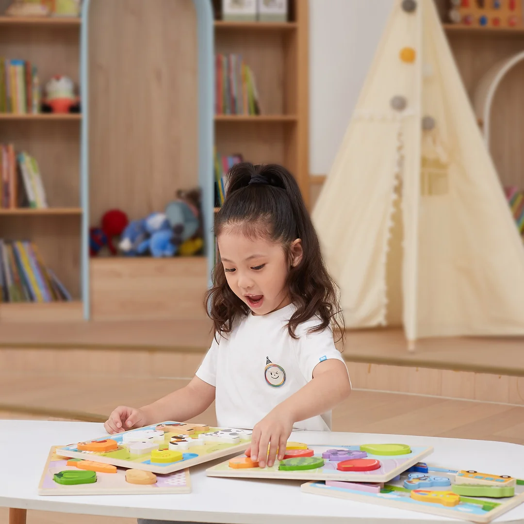 VIGA Drewniane Puzzle Układanka Montessori Figurki Warzywa Edukacyjna