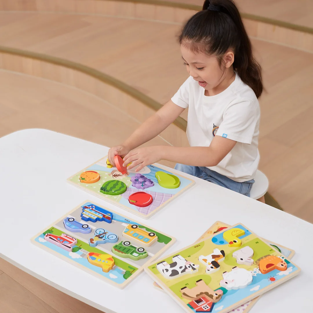 VIGA Drewniane Puzzle Układanka Montessori Figurki Warzywa Edukacyjna