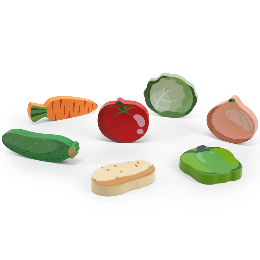 VIGA Drewniane Puzzle Układanka Montessori Figurki Warzywa Edukacyjna