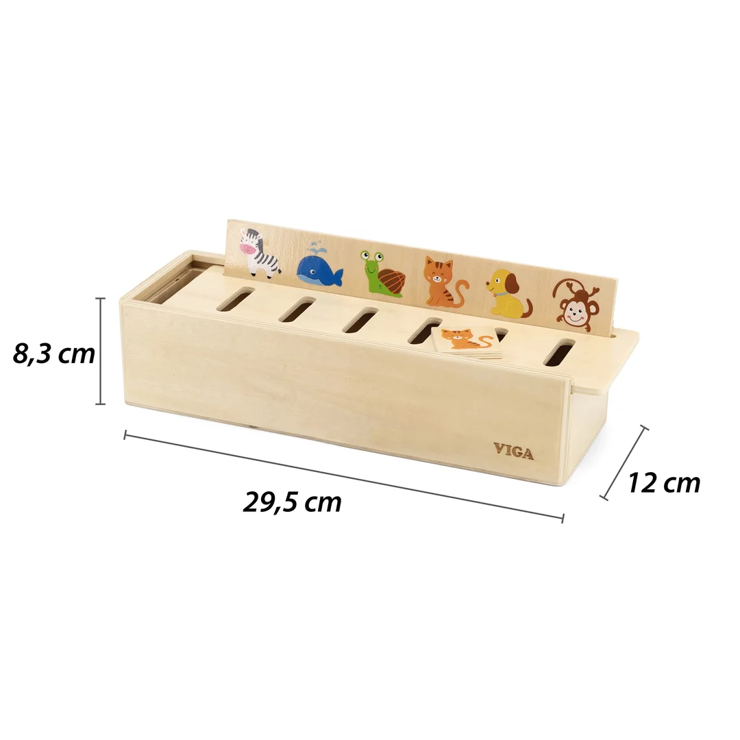 VIGA Drewniany Edukacyjny Sorter Gra Zwierzątka Owoce Warzywa Montessori