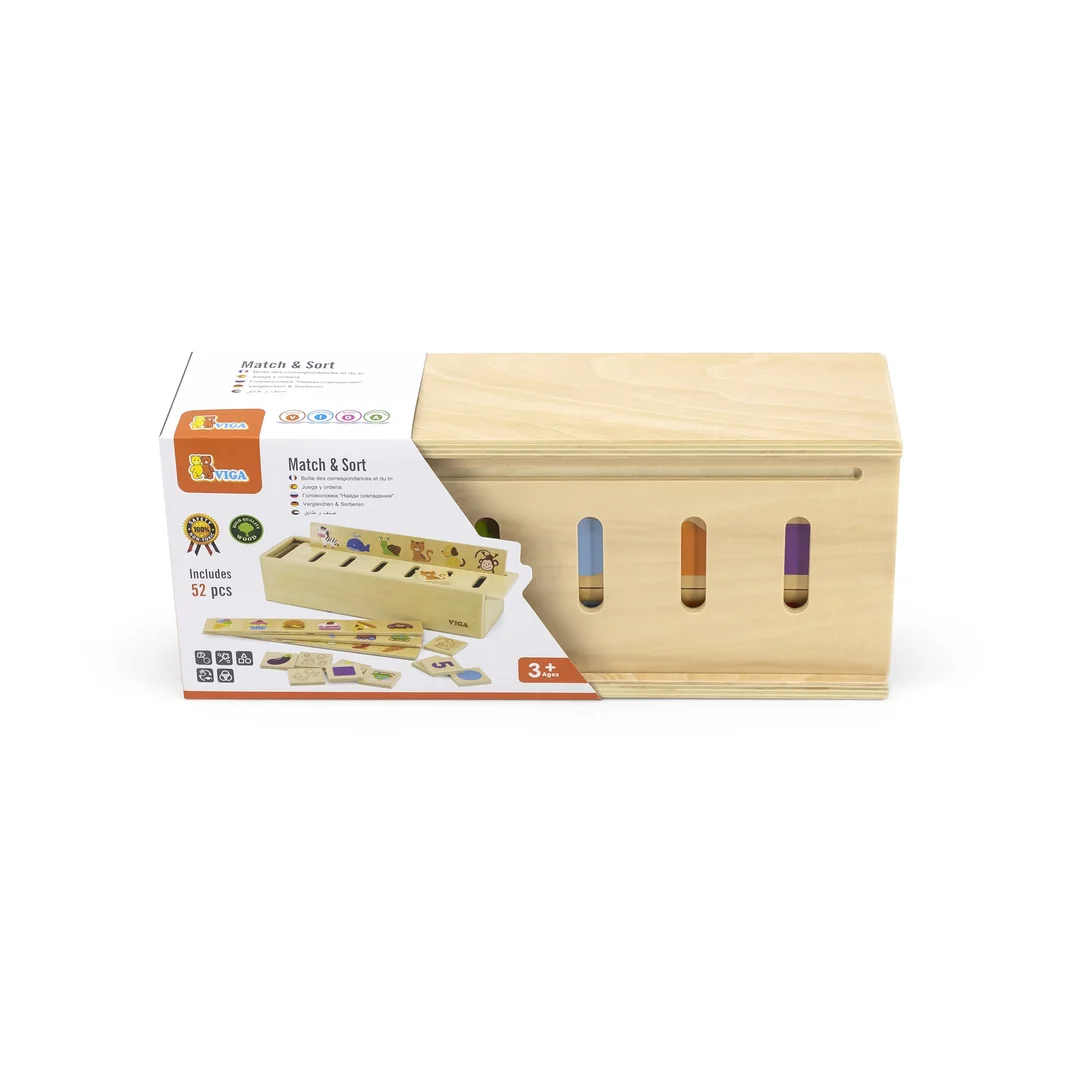 VIGA Drewniany Edukacyjny Sorter Gra Zwierzątka Owoce Warzywa Montessori
