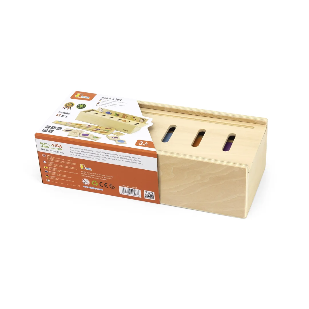 VIGA Drewniany Edukacyjny Sorter Gra Zwierzątka Owoce Warzywa Montessori