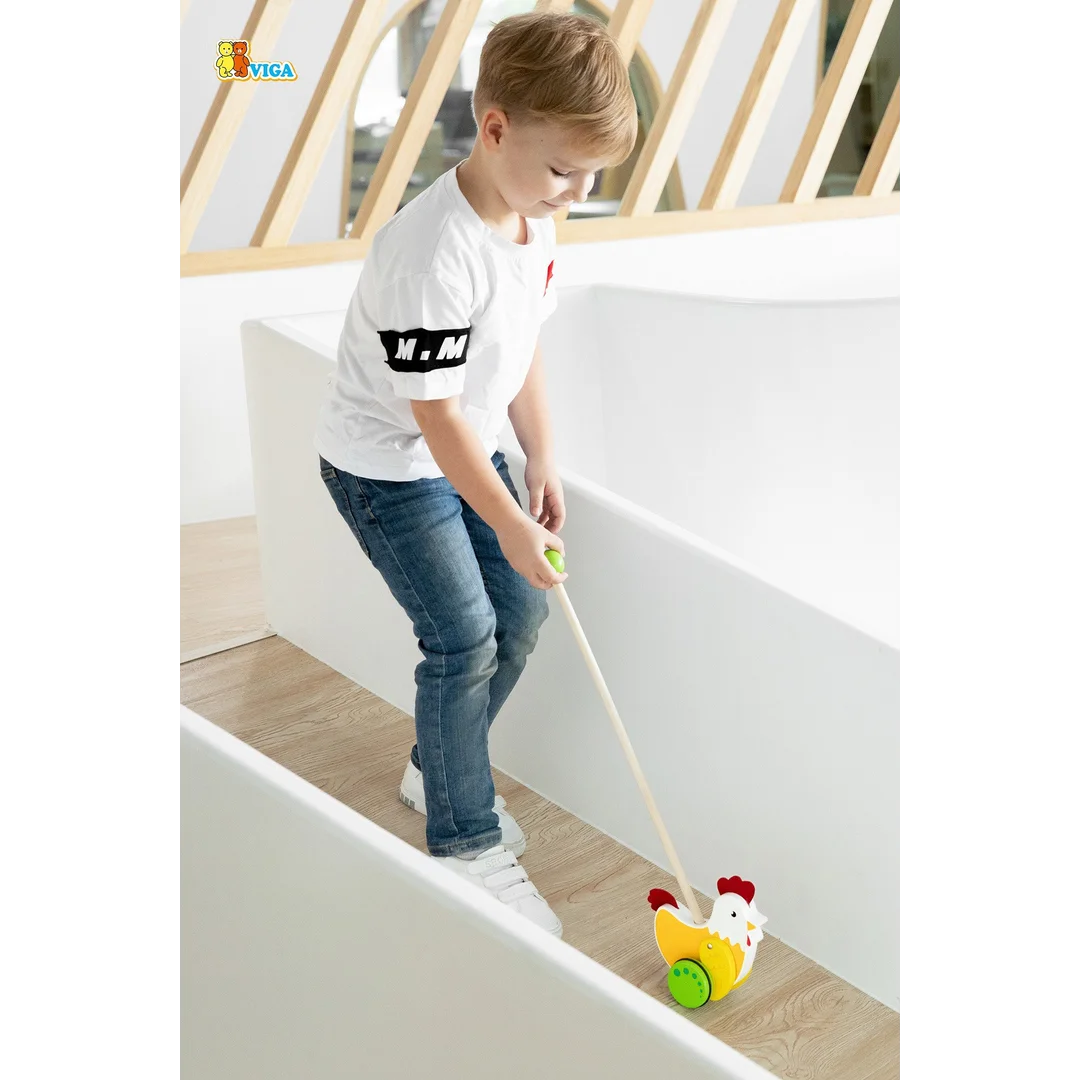 VIGA Drewniany Pchacz Edukacyjny Kurka