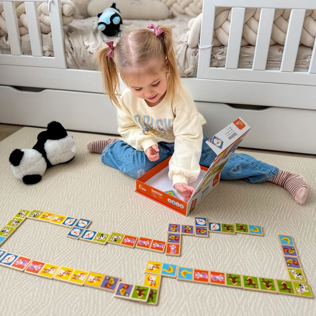 VIGA Edukacyjne Klocki Domino Drewniane gra elementów Montessori