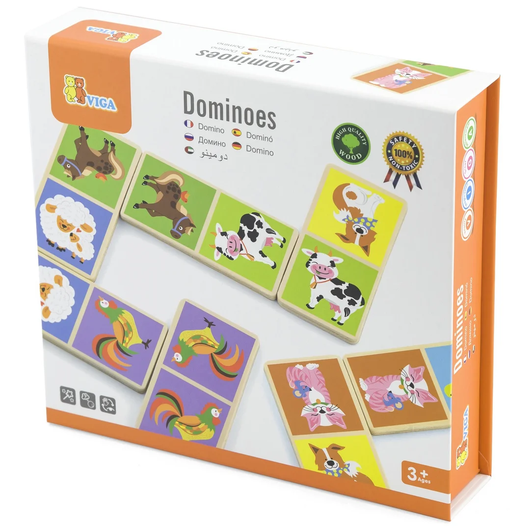 VIGA Edukacyjne Klocki Domino Drewniane gra elementów Montessori